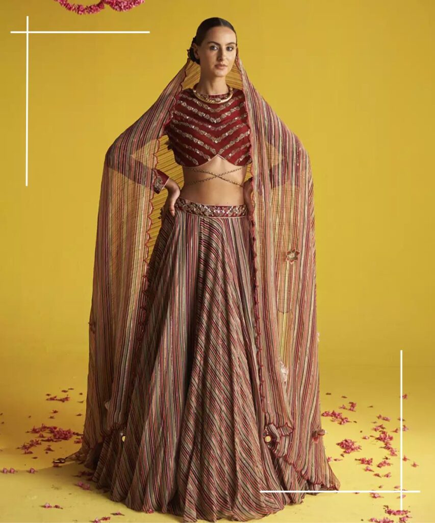 How to drape dupatta with lehenga