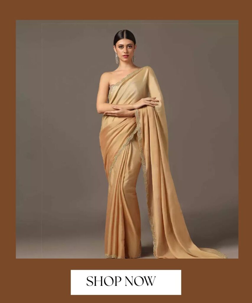 Golden saree look ideas