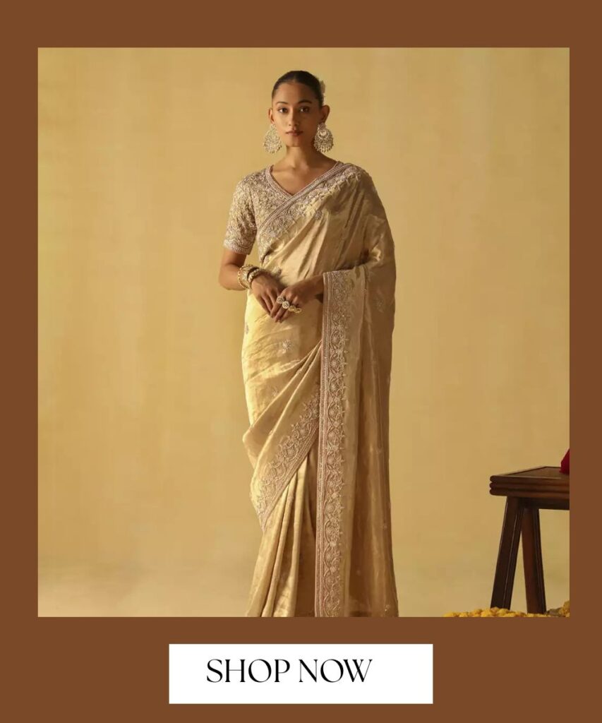 Festive golden saree looks