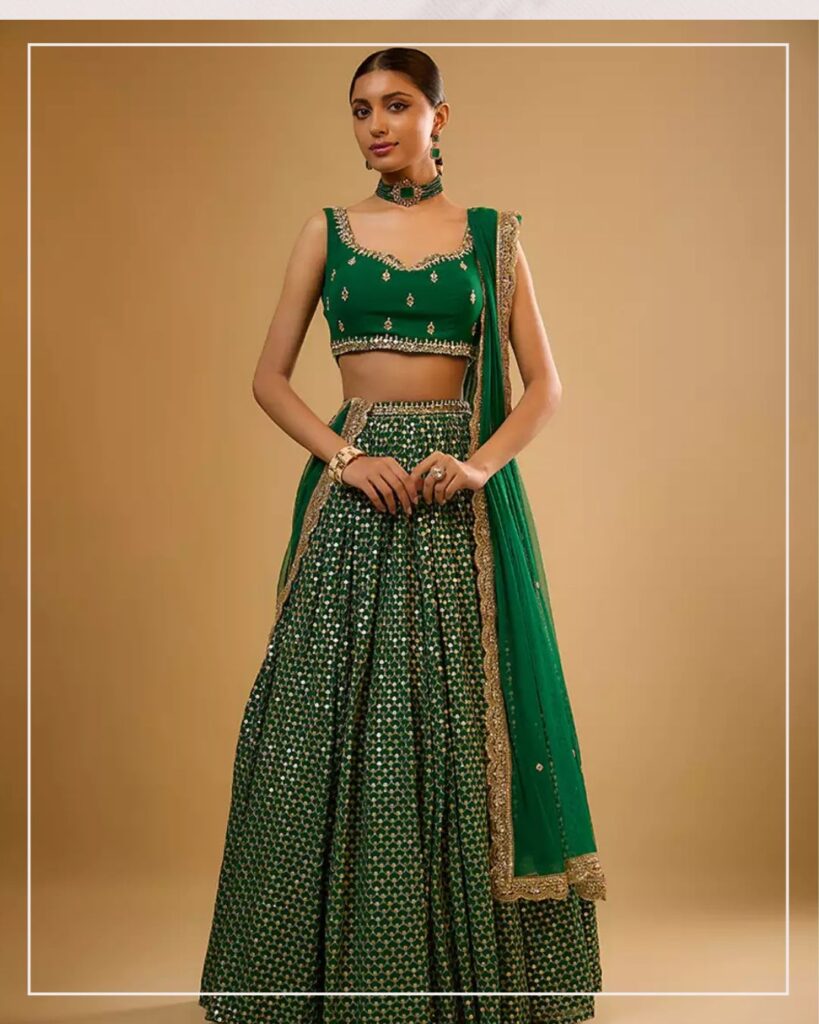 Green lehenga for mehendi