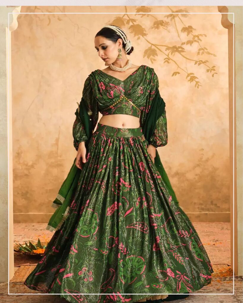 Green bridal lehenga