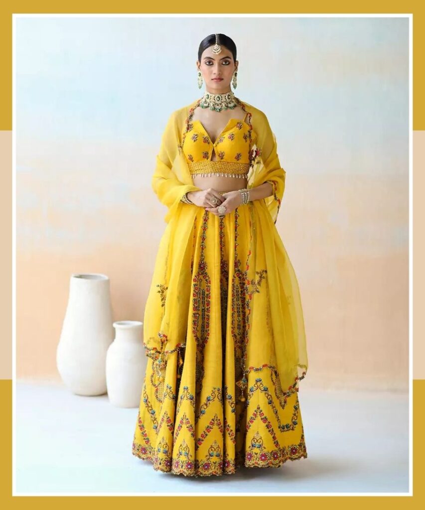Latest yellow lehenga designs for brides