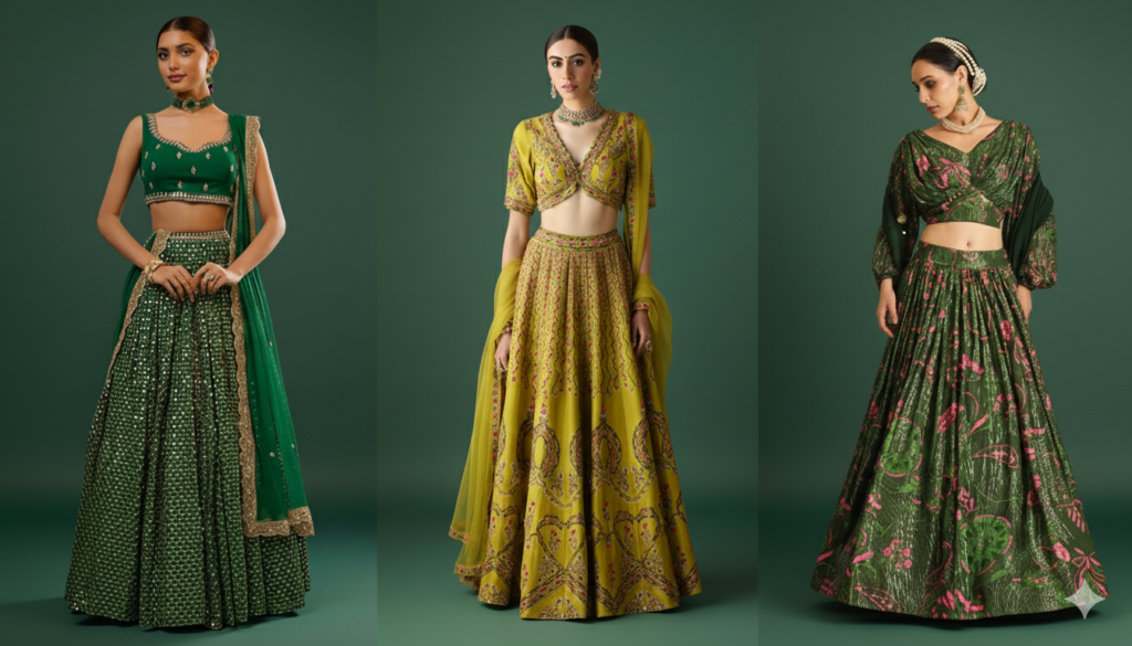 Designer Green Lehengas