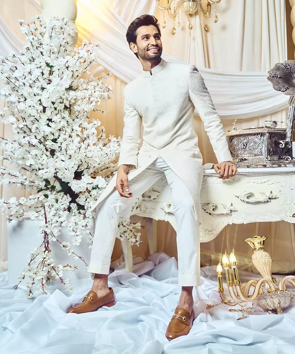 ivory wedding sherwani for men